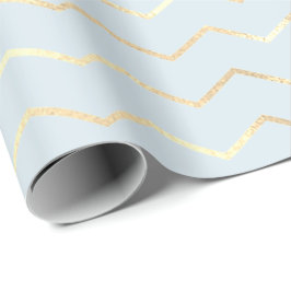 Chevron Stripes Lines Gold Metallic Blue Pastel Cadeaupapier