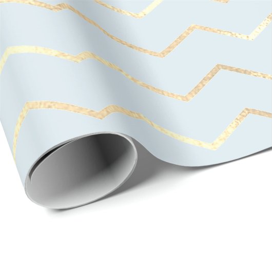 Chevron Stripes Lines Gold Metallic Blue Pastel Cadeaupapier (Rol Hoek)