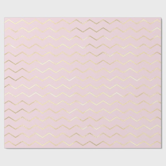 Chevron Stripes Lines Gold Metallic Pink Elegant Cadeaupapier (Vlak)