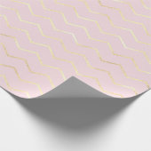 Chevron Stripes Lines Gold Metallic Pink Elegant Cadeaupapier (Hoek)