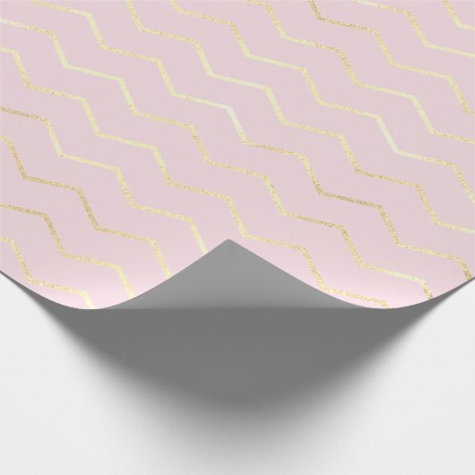 Chevron Stripes Lines Gold Metallic Pink Elegant Cadeaupapier (Hoek)