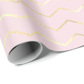 Chevron Stripes Lines Gold Metallic Pink Elegant Cadeaupapier (Rol Hoek)