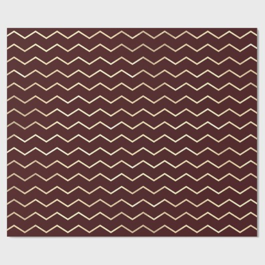 Chevron Stripes Lines Goud Metallic Bourgogne Maro Cadeaupapier (Vlak)