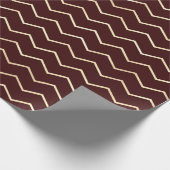 Chevron Stripes Lines Goud Metallic Bourgogne Maro Cadeaupapier (Hoek)
