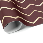Chevron Stripes Lines Goud Metallic Bourgogne Maro Cadeaupapier (Rol Hoek)