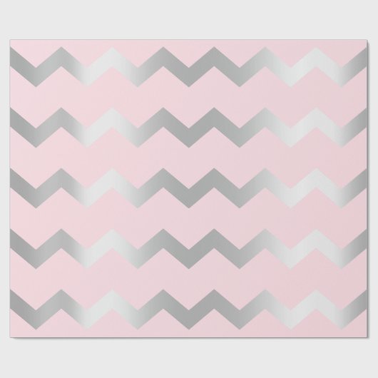 Chevron Stripes Lines Pink Gray Silver Cadeaupapier (Vlak)