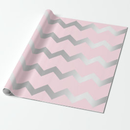 Chevron Stripes Lines Pink Gray Silver Cadeaupapier