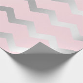 Chevron Stripes Lines Pink Gray Silver Cadeaupapier (Hoek)