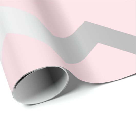Chevron Stripes Lines Pink Gray Silver Cadeaupapier (Rol Hoek)
