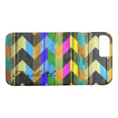 Chevron Stripes Monogram hout #9 Case-Mate iPhone Case (Achterkant (Horizontaal))