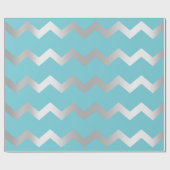 Chevron Stripes oceanblauw grijs zilver Cadeaupapier (Vlak)