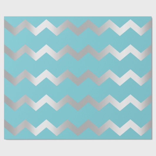Chevron Stripes oceanblauw grijs zilver Cadeaupapier (Vlak)