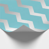 Chevron Stripes oceanblauw grijs zilver Cadeaupapier (Hoek)