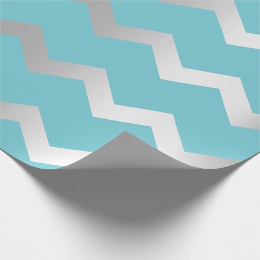 Chevron Stripes oceanblauw grijs zilver Cadeaupapier (Hoek)