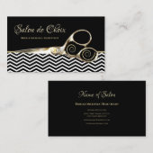 Chevron Stripes Salon Gold Haarstylist Schaar Visitekaartje (Voorkant / Achterkant)