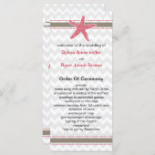 Chevron Stripes, Starfish Mod Beach Wedding Design Programmakaart (Voorkant / Achterkant)