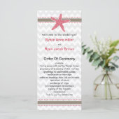 Chevron Stripes, Starfish Mod Beach Wedding Design Programmakaart (Staand voorkant)