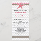 Chevron Stripes, Starfish Mod Beach Wedding Design Programmakaart (Voorkant)