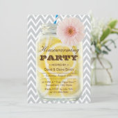 Chevron Stripes Summer Lemonade Housewarming Party Kaart (Staand voorkant)