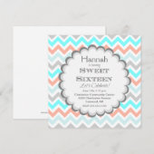 Chevron Sweet Sixteen Verjaardag Uitnodiging (Voorkant / Achterkant)