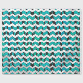 Chevron Tiger Black en Blauwgroen afdrukken Cadeaupapier (Vlak)