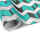 Chevron Tiger Black en Blauwgroen afdrukken Cadeaupapier (Rol Hoek)