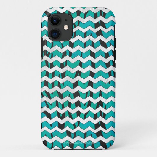Chevron Tiger Black en Blauwgroen afdrukken Case-Mate iPhone Case (Achterkant)