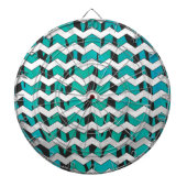 Chevron Tiger Black en Blauwgroen afdrukken Dartbord (Voorkant)