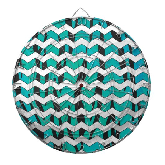 Chevron Tiger Black en Blauwgroen afdrukken Dartbord (Voorkant)