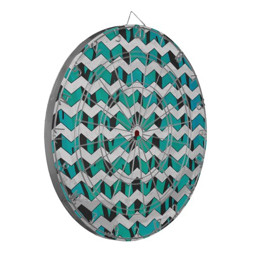 Chevron Tiger Black en Blauwgroen afdrukken Dartbord (Voorkant Links)
