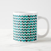 Chevron Tiger Black en Blauwgroen afdrukken Grote Koffiekop (Rechts)