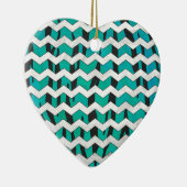 Chevron Tiger Black en Blauwgroen afdrukken Keramisch Ornament (Rechts)
