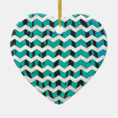 Chevron Tiger Black en Blauwgroen afdrukken Keramisch Ornament (Voorkant)