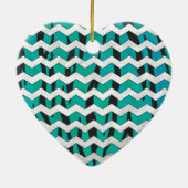 Chevron Tiger Black en Blauwgroen afdrukken Keramisch Ornament (Achterkant)