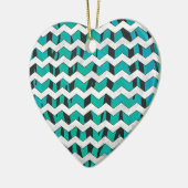 Chevron Tiger Black en Blauwgroen afdrukken Keramisch Ornament (Links)