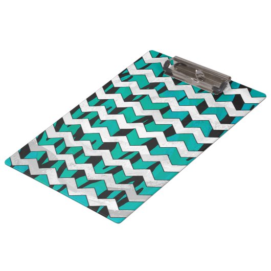 Chevron Tiger Black en Blauwgroen afdrukken Klembord (Gekanteld)
