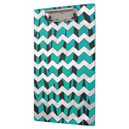 Chevron Tiger Black en Blauwgroen afdrukken Klembord (Links)