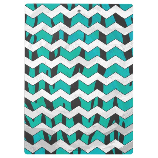 Chevron Tiger Black en Blauwgroen afdrukken Klembord (Achterkant)