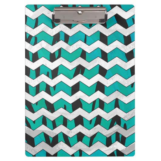 Chevron Tiger Black en Blauwgroen afdrukken Klembord (Voorkant)