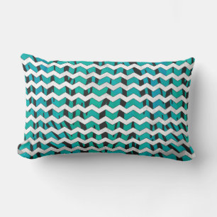 Chevron Tiger Black en Blauwgroen afdrukken Kussen