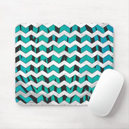 Chevron Tiger Black en Blauwgroen afdrukken Muismat (Met muis)