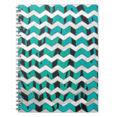Chevron Tiger Black en Blauwgroen afdrukken Notitieboek (Voorkant)
