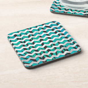 Chevron Tiger Black en Blauwgroen afdrukken Onderzetter