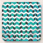 Chevron Tiger Black en Blauwgroen afdrukken Onderzetter (Voorkant)