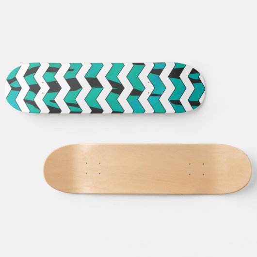 Chevron Tiger Black en Blauwgroen afdrukken Skateboard (Horizontaal)
