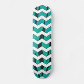 Chevron Tiger Black en Blauwgroen afdrukken Skateboard (Voorkant)
