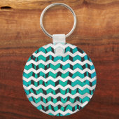 Chevron Tiger Black en Blauwgroen afdrukken Sleutelhanger (Voorkant)