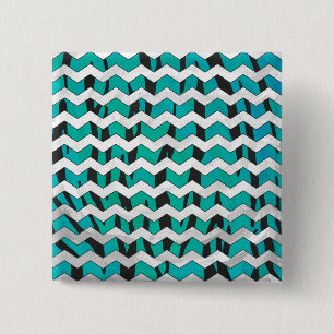 Chevron Tiger Black en Blauwgroen afdrukken Vierkante Button 5,1 Cm