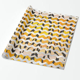 Chevron Tiger Black en Oranje print Cadeaupapier