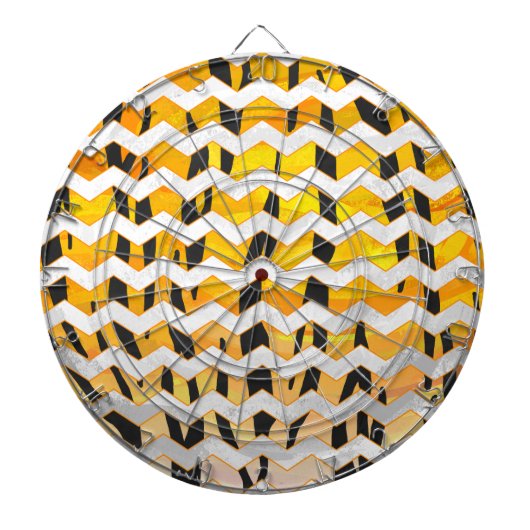 Chevron Tiger Black en Oranje print Dartbord (Voorkant)